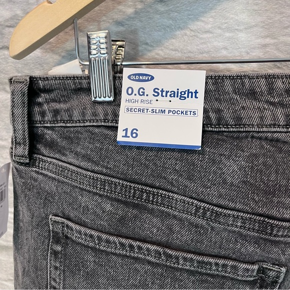 NWT Old Navy Women's 16R O.G straight high waist secret slim pockets Gray Jeans - Picture 15 of 16